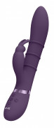Фиолетовый вибромассажер-кролик с 3 стимулирующими кольцами Sora - 24,2 см.