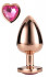 Золотистая анальная втулка с кристаллом-сердечком розового цвета - 7,1 см. (Dream Toys 21789)