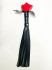 БДСМ Арсенал Черная кожаная плеть с красной лаковой розой в рукояти - 40 см. (54074ars)