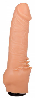 Телесная насадка-фаллос с шипами для массажа клитора - 18,5 см.