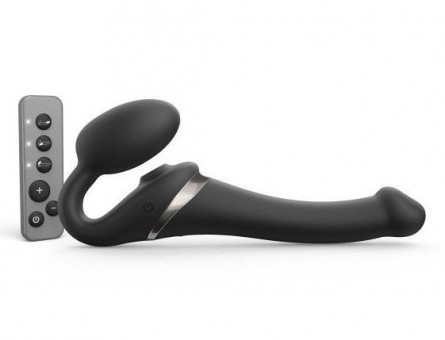 Черный безремневой страпон Multi Orgasm Size S с клиторальной стимуляцией