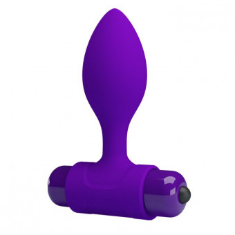 Фиолетовая анальная пробка с мощной вибрацией Vibra - 8,6 см.