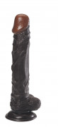 Чёрный фаллоимитатор на присоске - 24,1 см.