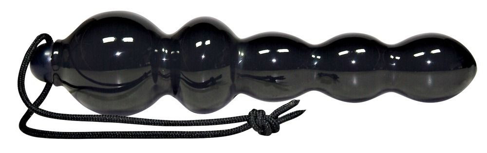 Чёрная анальная ёлочка с петелькой - 18 см.