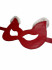Красная маска из натуральной кожи с белым мехом на ушках (БДСМ Арсенал 20022ars)
