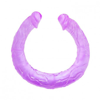 Двухголовый фиолетовый фаллоимитатор - 44,5 см.