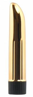 Золотистый многоскоростной вибромассажер Lady Finger - 12 см.