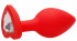 Красная анальная пробка с прозрачным стразом Diamond Heart Butt Plug - 7,3 см. (Shots Media BV OU335RED)