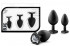 Набор из 3 черных пробок с прозрачным кристаллом-сердечком Bling Plugs Training Kit (Blush Novelties BL-395835)