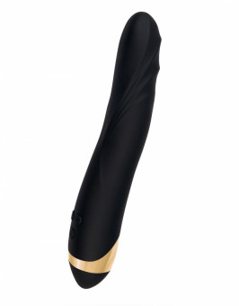 Чёрный вибратор WANAME Storm со стимулирующими рёбрами - 22,5 см.