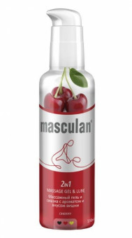 Массажная гель-смазка Masculan с ароматом вишни 2-в-1 - 130 мл.