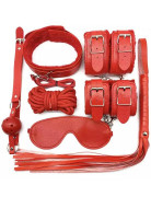 Большой БДСМ-набор из 7 предметов в красном цвете