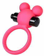 Розовое эрекционное виброкольцо на пенис с ушками
