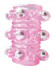Bior toys Розовая насадка на пенис Crystal sleeve с шариками и пупырышками - 5,5 см. (EE-10085)