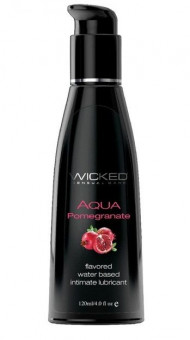 Лубрикант со вкусом граната Wicked Aqua Pomegranate - 120 мл.